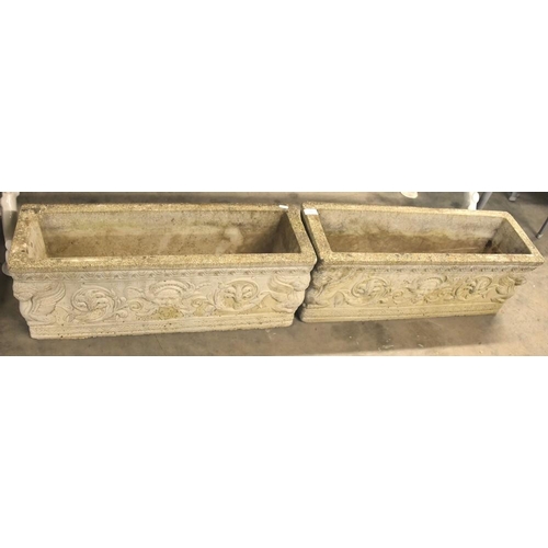 73 - Pair of Cast Stone Rectangular Planters