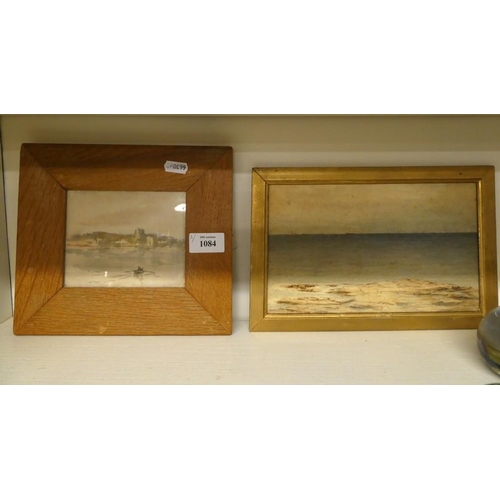 1084 - Two Framed Watercolours - Coastal Scenes Largest 24 x 14cms