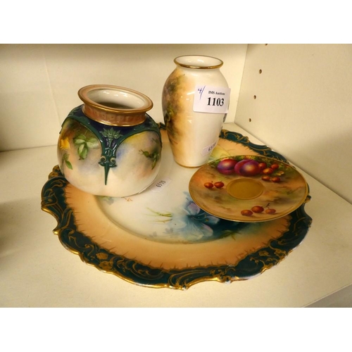 1103 - Royal Worcester Vase & Saucer, Hadley's Vase etc