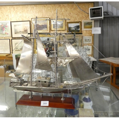 2010 - White Metal Schooner on Stand