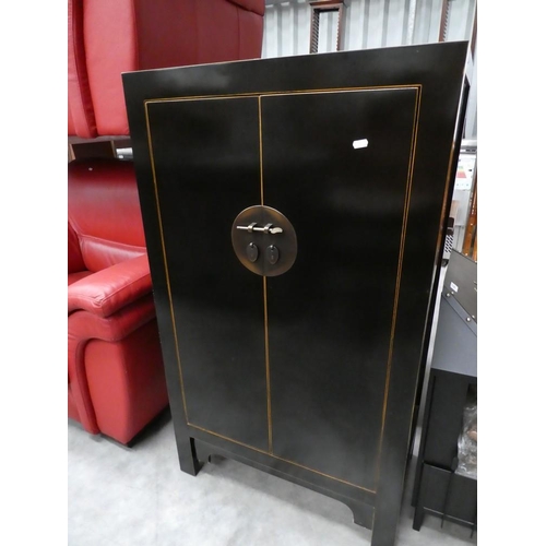 3061 - Chinese Lacquer Linen Cabinet