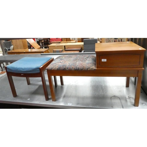 3071 - Vintage Teak Telephone Table & Dressing Stool