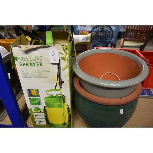 167A - Garden Sprayer and Assorted Plant Pots