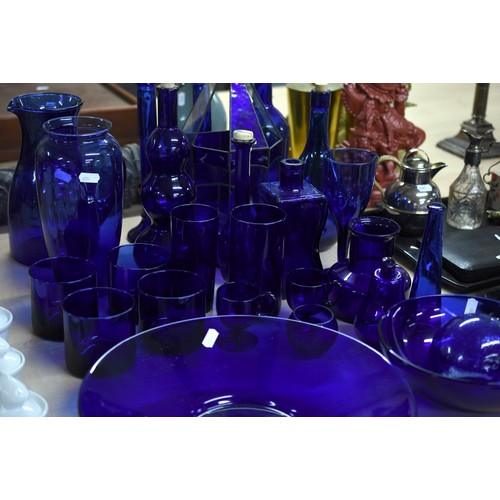 1028 - Large Collection of Cobalt Blue Poison & Other Bottles