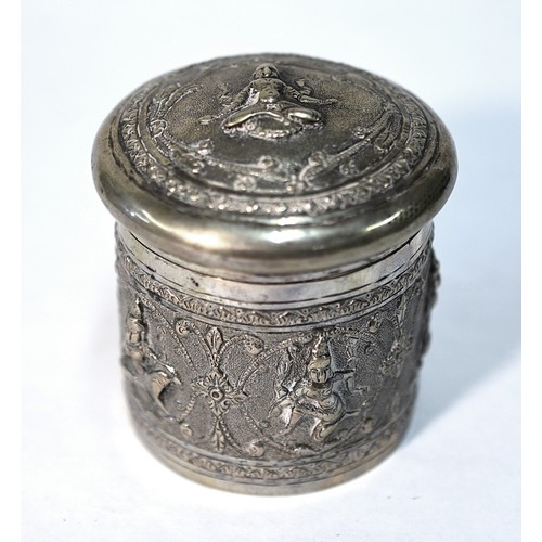 2186 - Indian Silver Box & Cover & White Metal Box & Cover