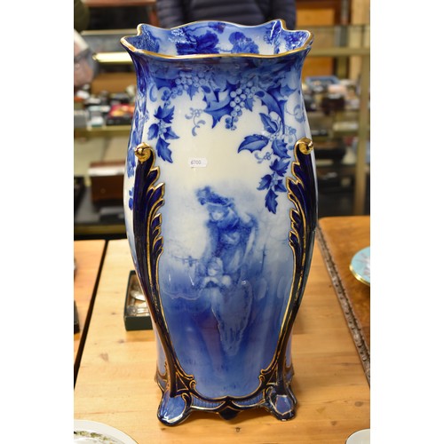 1381 - Large Blue & White Doulton Burslem Stick Stand 60cm tall