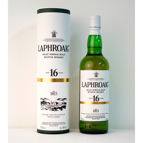 322 - Boxed Bottle of Laphroaig 16 Year Old Islay Single Malt Scotch Whisky.