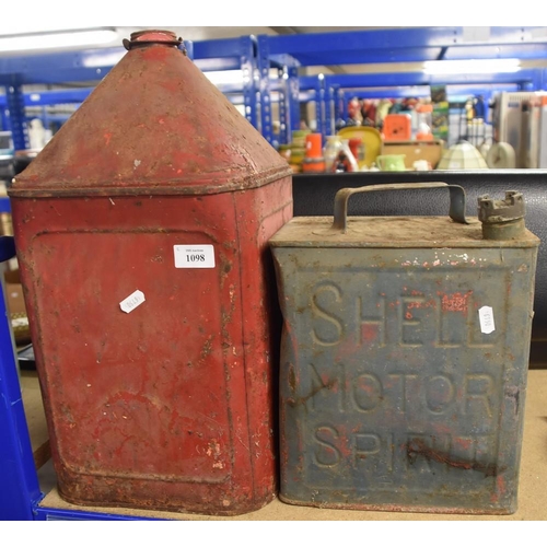 1098 - Vintage Shell Motor Spirit Can & 1 Other