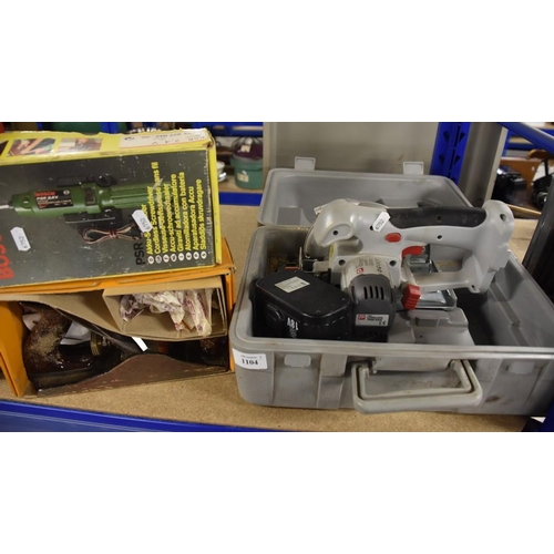 1104 - Cordless Trim Saw (no charger), Bosch Cordless Screwdriver & Vintage Stanley Wood Plane