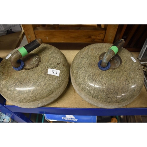 1118 - Matching Pair Of Curling Stones With Handles