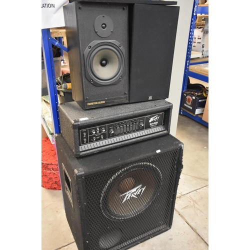 1137 - Peavey Bass Mark III Equalizer, Pair Of Monitor Audio Speakers & Large Peavey Speaker