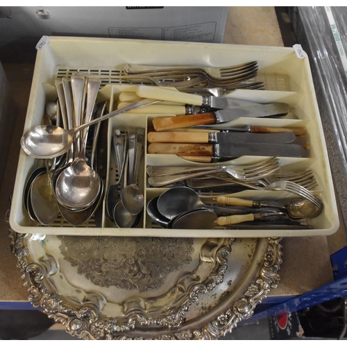 1175 - 2 Plated Trays, Tray Of Cutlery