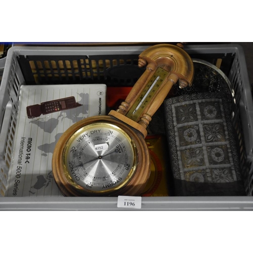 1196 - Box - Barometer, Wooden Box, Vintage Mobile Phone, etc