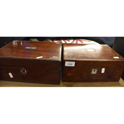 1210 - 2 Antique Mahogany Boxes With MOP Inlay