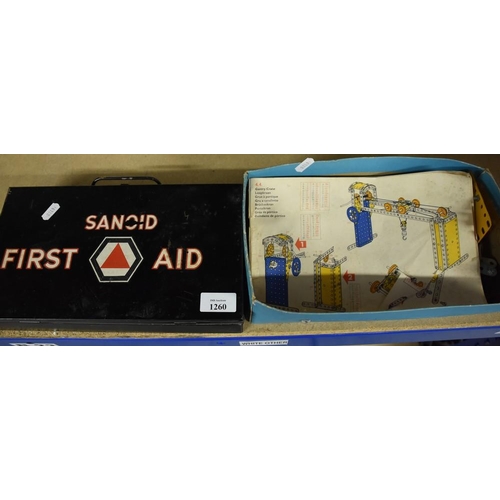 1260 - Vintage Metal First Aid Box & Small Box Of Vintage Meccano