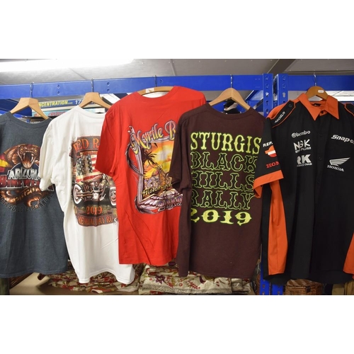 1395 - 4 Vintage Collectable American Bike Meet T Shirts and a  Honda Racing Team Shirt