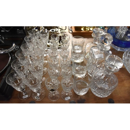 1461 - Large Quantity Of Crystal & Glass Drinking Glasses & 3 Decanters