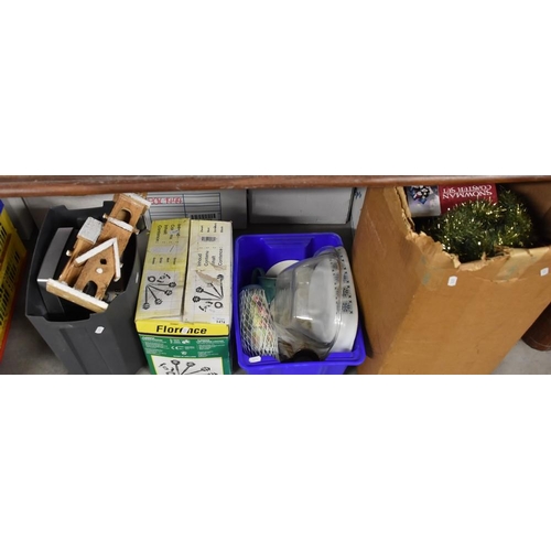 1474 - 4 Boxes - Assorted Ornaments, Christmas Decorations, Battery Charger, Paper Shredder, etc