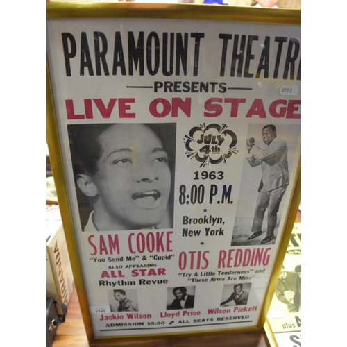 1549 - Vintage Concert Poster - Sam Cooke & Ottis Redding Paramount Theatre - July 4th 1963