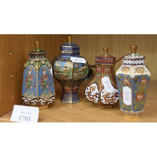 1701 - 4 Miniature Cloisonné Vases