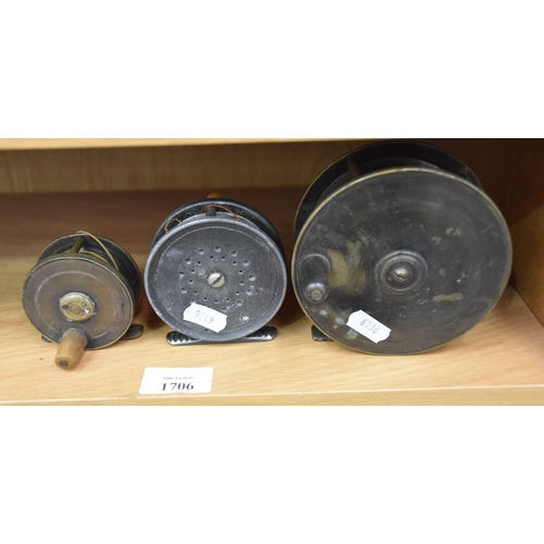 1706 - Three Vintage Fishing Reels - 1 Hardy's & 2 others