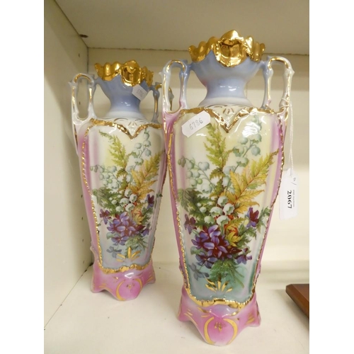 2067 - Pair of Victorian Porcelain Vases.