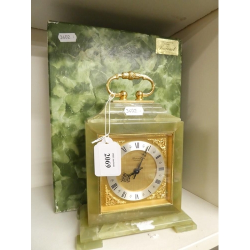 2069 - Baronet of London Green Onyx Mantel Clock (AF).