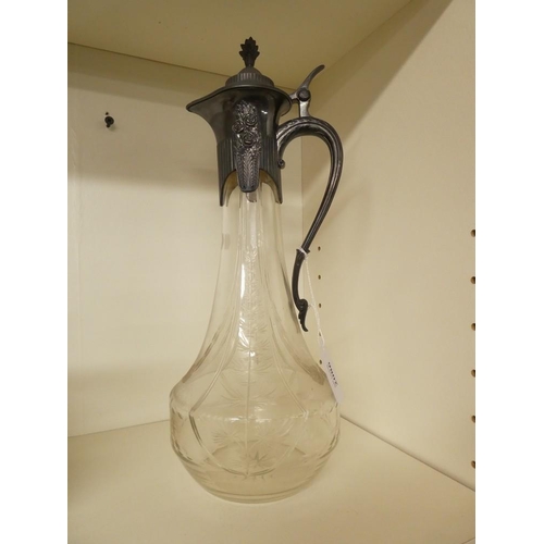 2086 - Art Nouveau WMF Silver-Plated Engraved Glass Claret Jug