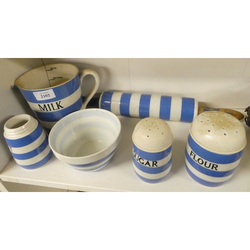 2102 - Collection of T G Greene Blue & White Cornishware.