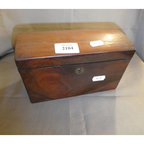 2104 - Antique Rosewood Two Division Domed Top Tea Caddy (20cm Wide)