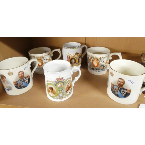 2115 - Six Vintage Royal Commemorative Mugs.