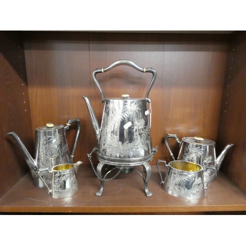 2125 - Five Piece Late Victorian Silverplated Tea Service.