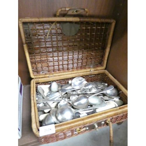 2128 - Basket of Silverplated & Other Cutlery.