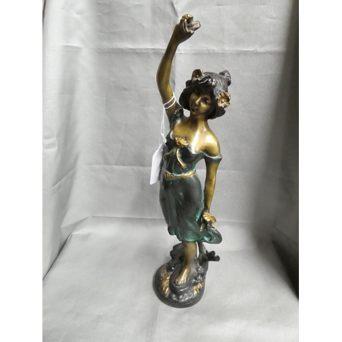 2138 - Bronze Figure of a Young Girl, approx 36cm tall.