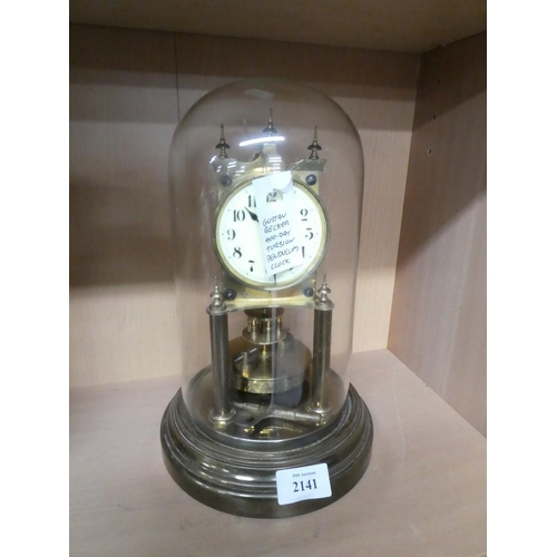 2141 - Brass Gustav Becker 400 Day Torsion Mantel Clock.