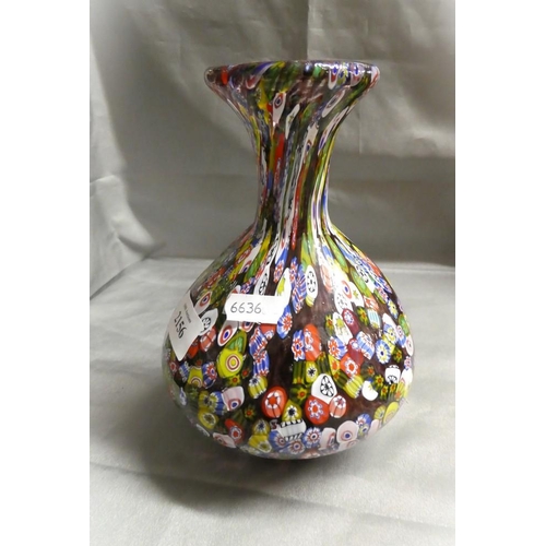 2156 - Italian Glass Vase Decorated with Colourful Glass Canes.