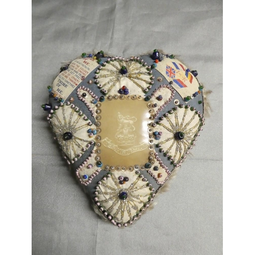 2159 - WWI SweetHeart Royal Dragoons Heart Shaped Pin Cushion.