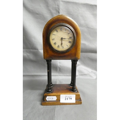 2179 - Vintage Mantel Clock - supported on four slender turned legs.