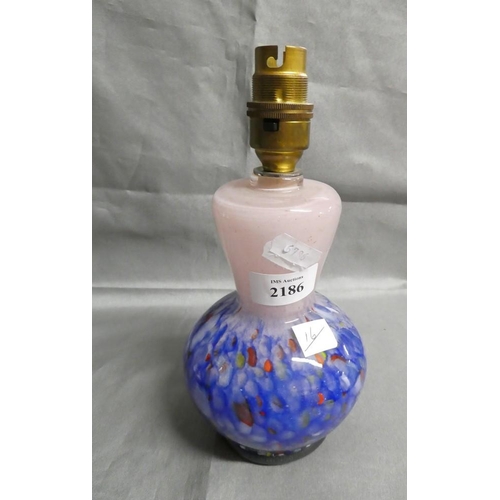 2186 - Vasart Thistle Shaped Table Lamp Base - Blue / Pink Body.