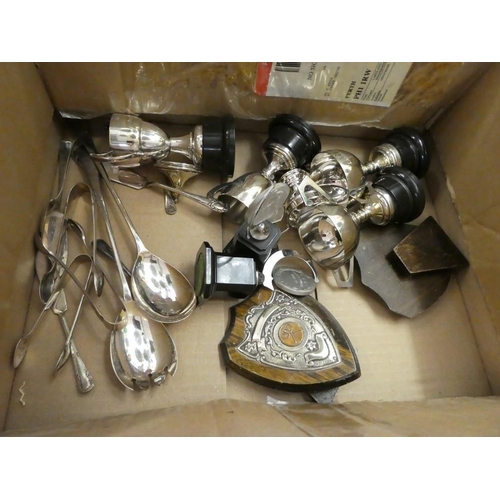 3060 - Box - Silverplated Trophies & Cutlery.