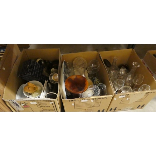 3066 - Three Boxes - Assorted Pottery & Glassware.