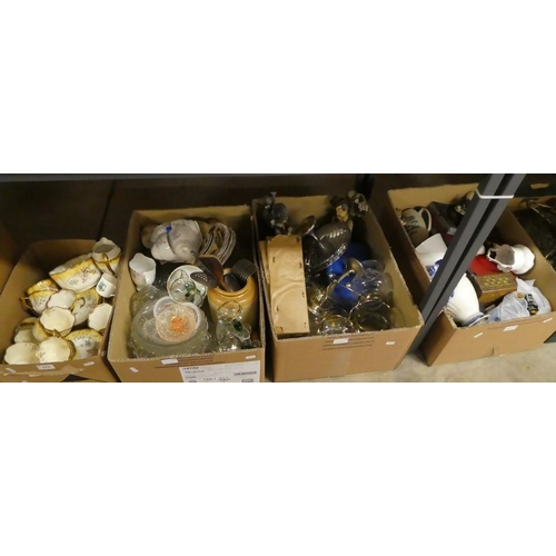 3078 - Four Boxes - Tea Sets, Dinnerware & Glassware.