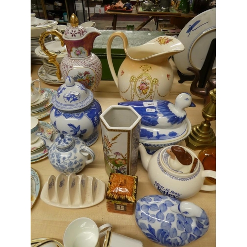 3098 - Pottery Teapots, Ewers, Toast Rack etc.