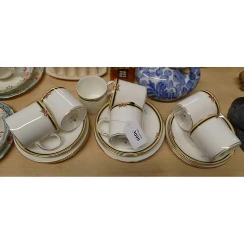 3099 - Wedgewood Clio Pattern Bone China Coffee Cans, Saucers & Plates