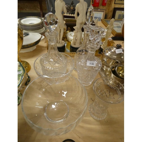 3148 - Cut Glass Decanters & Bowls.