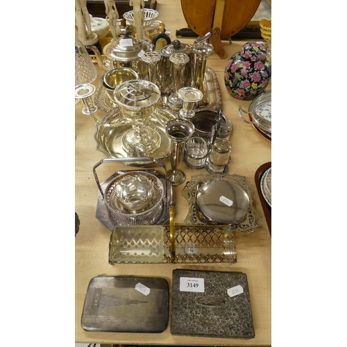 3149 - Large Collection of Silverplated Teapots, Cigarette Cases, Bud Vases etc.