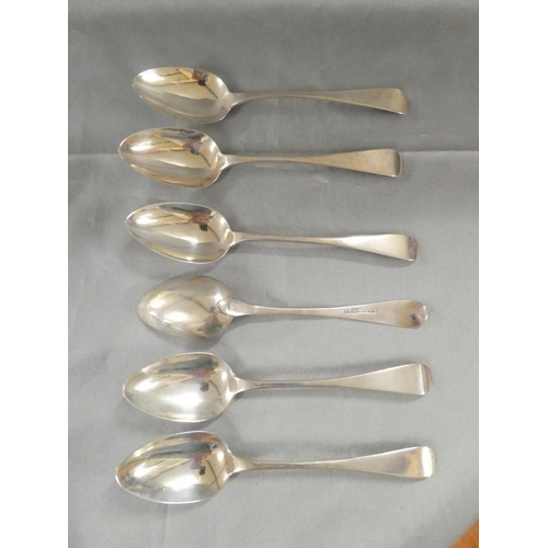 3163 - Set of Six Georgian Dublin Silver Dessert Spoons by Samuel Neville, approx 5.3oz troy.