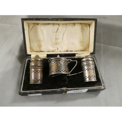 3169 - Cased Silver Condiment Set.