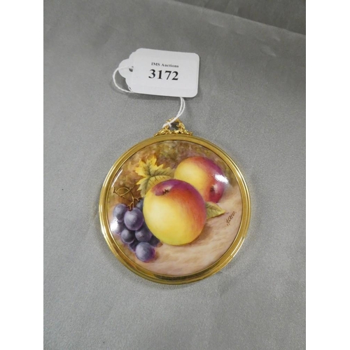 3172 - Framed Porcelain Panel decorated with autumn fruits and foliage by Severn Ware.