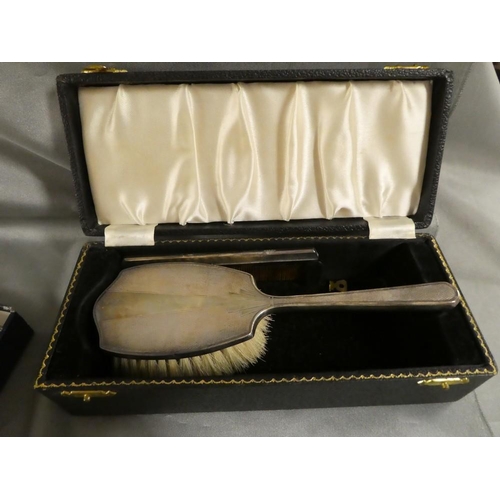 3174 - Small Cased Silver Mounted Dressing Set - Brush & Comb.